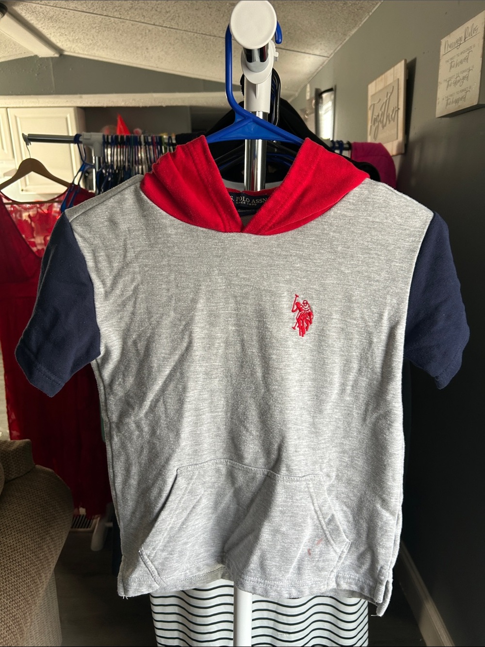 U.S. Polo Assn. Short Sleeve Hoodie -Has Stains